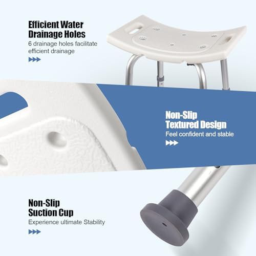 Adjustable shower bench with suction feet — photo 3