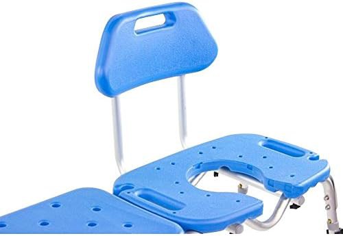 Blue bath transfer bench with seat cutout — photo 3