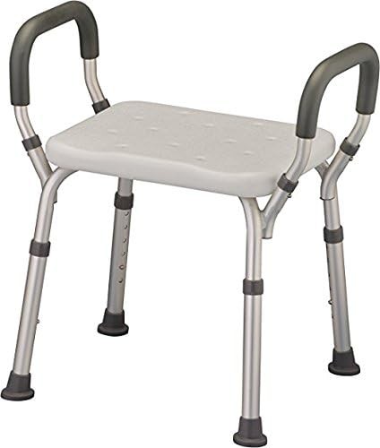 Adjustable shower bench with padded arms