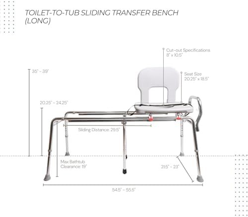 Sliding transfer bench with cut out seat — photo 5