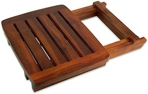 Folding bamboo shower stool with portable design — photo 5