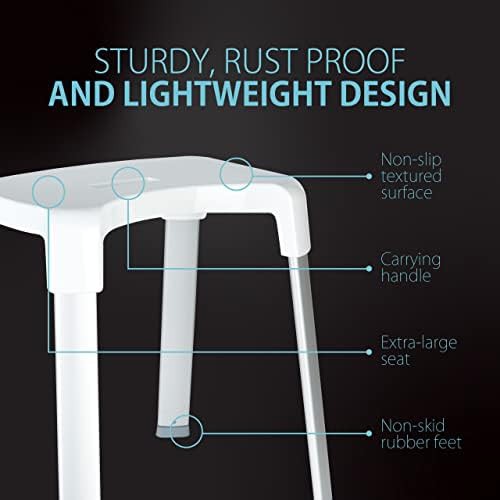 White aluminum smart shower bench — photo 3