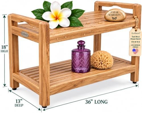 Large thirty six inch teak bench — photo 3