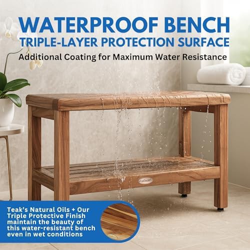 Large thirty six inch teak bench — photo 5