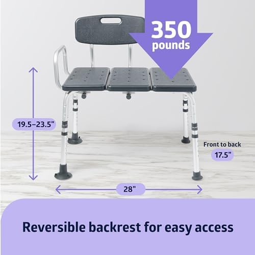 Gray tub transfer bench with antimicrobial protection — photo 4