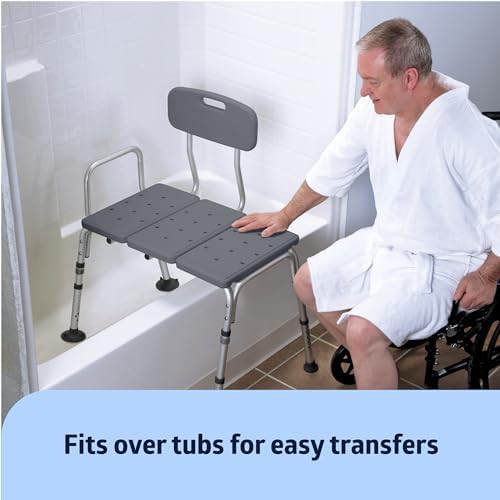 Gray tub transfer bench with antimicrobial protection — photo 5