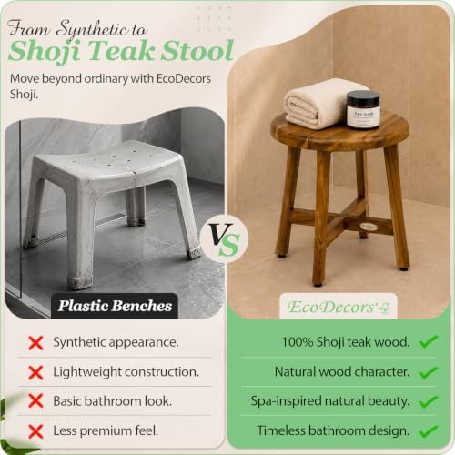 Shoji round teak stool with storage — photo 5