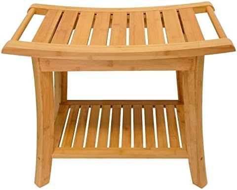 Small bamboo non slip bathroom stool