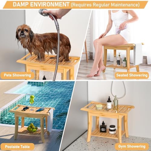 Small bamboo non slip bathroom stool — photo 4