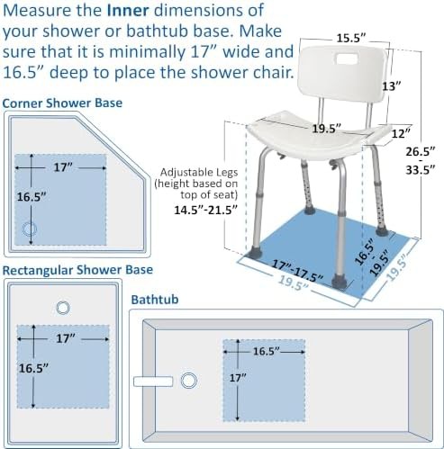 Adjustable Aluminum Shower Bench with Removable Back — photo 3