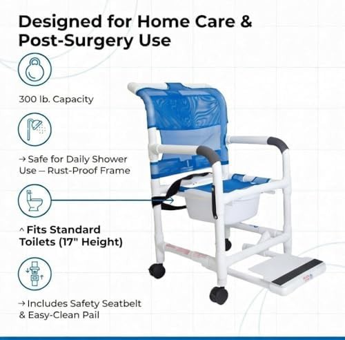 Rolling shower chair with locking casters — photo 4