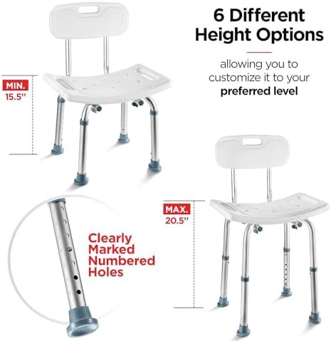Aluminum Shower Chair with Backrest and Scrubber — photo 5