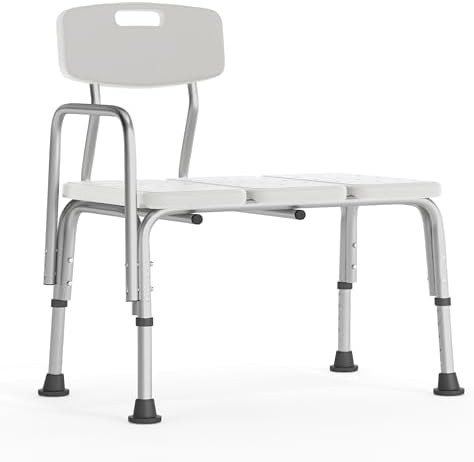 White transfer bench with backrest