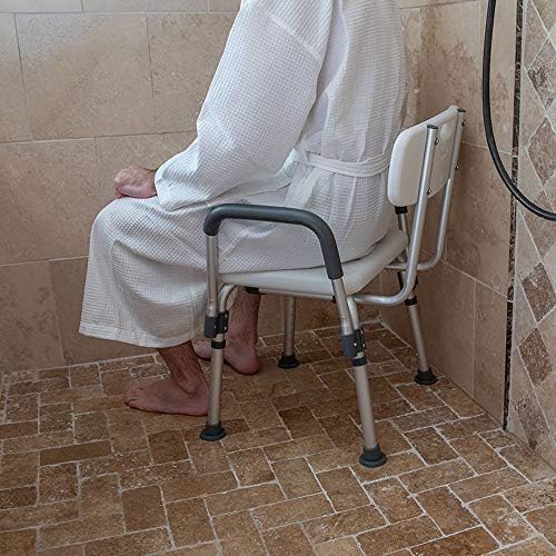 White shower chair with adjustable depth back — photo 3