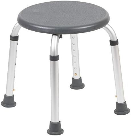 Gray shower stool with 300 lb rating