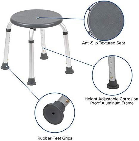 Gray shower stool with 300 lb rating — photo 3