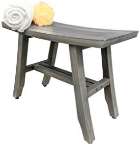 Gray teak curved corner bench — photo 4