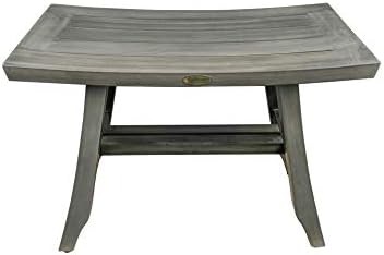Gray teak curved corner bench — photo 5