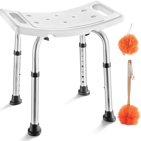 Adjustable Aluminum Shower Chair with Scrubber