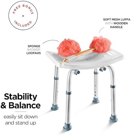 Adjustable Aluminum Shower Chair with Scrubber — photo 3