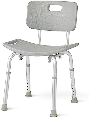 Gray shower chair with backrest and 400 lb limit