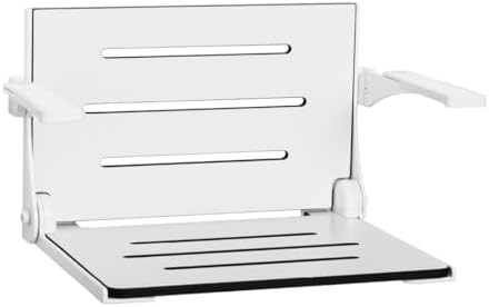 White Folding Shower Bench with White Frame