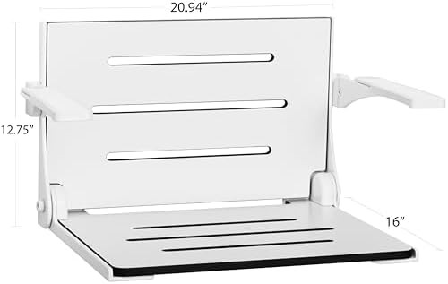 White Folding Shower Bench with White Frame — photo 3