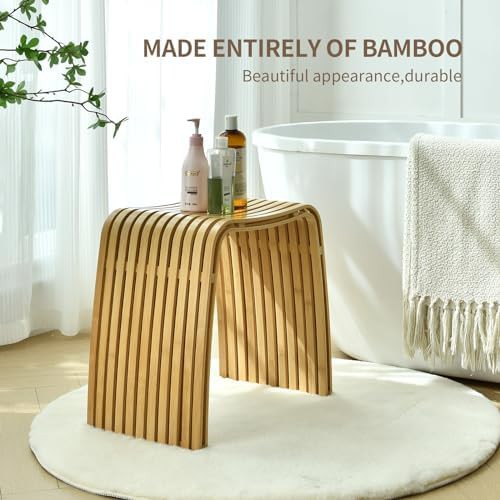 Bamboo Waterproof Non-Slip Bath Stool — photo 4
