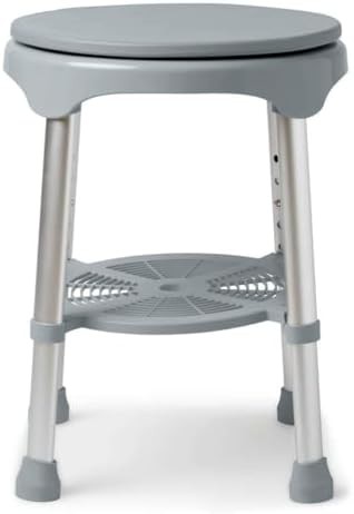 Round swivel shower stool in gray aluminum