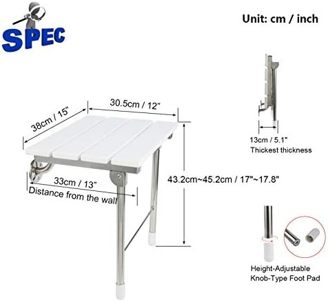 Wall mounted folding shower seat with legs — photo 3