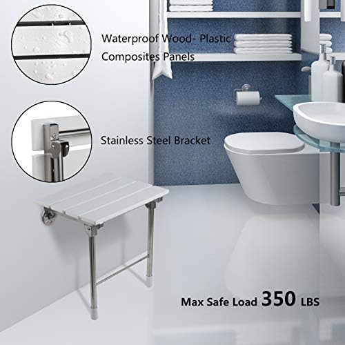Wall mounted folding shower seat with legs — photo 4