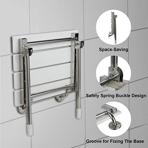Wall mounted folding shower seat with legs — photo 5