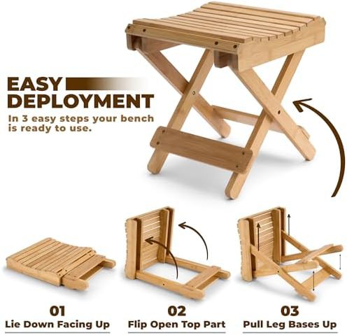 Folding Bamboo Shaving and Foot Stool — photo 4