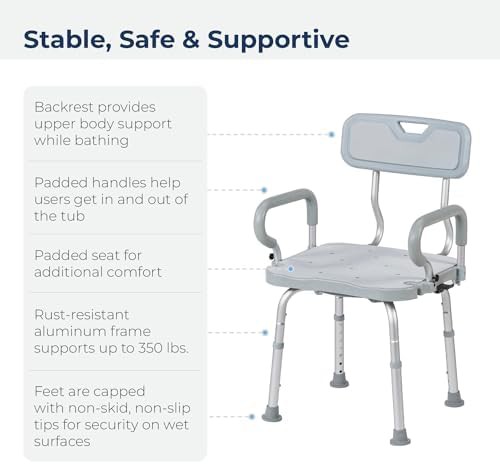 Gray swivel shower chair with arms — photo 4