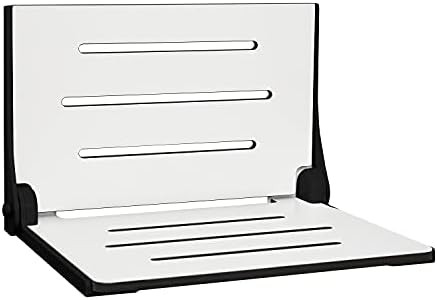 White phenolic folding corner shower bench