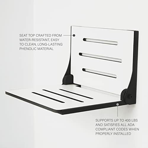 White phenolic folding corner shower bench — photo 3
