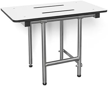 White Folding Shower Bench with Supporting Legs