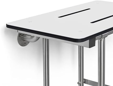 White Folding Shower Bench with Supporting Legs — photo 4