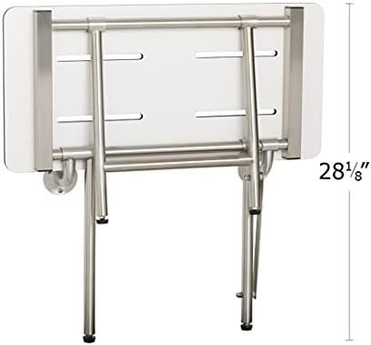 White Folding Shower Bench with Supporting Legs — photo 5