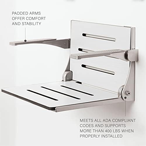 White Folding Shower Bench with Silver Arms — photo 3