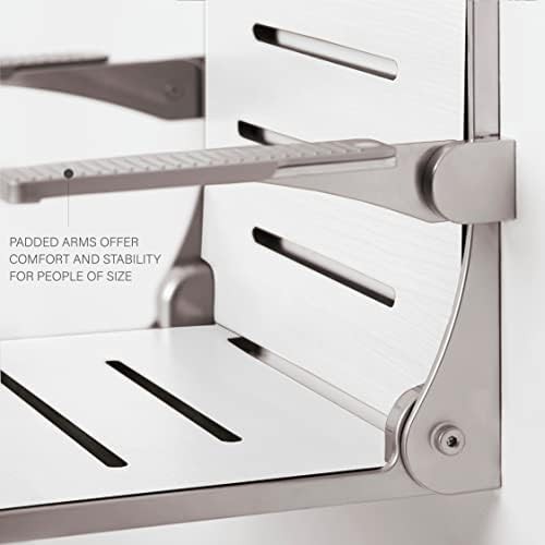 White Folding Shower Bench with Silver Arms — photo 4