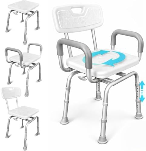 Rotating swivel shower chair with backrest