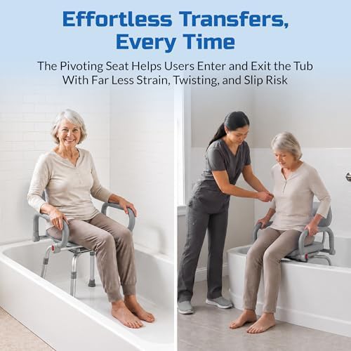 Gray pivoting swivel shower chair — photo 4