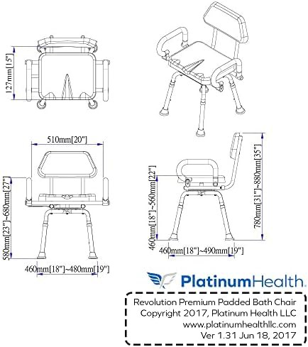 Gray pivoting swivel shower chair — photo 5