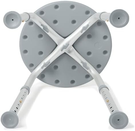 Round aluminum shower stool in gray — photo 3