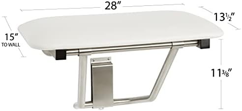 Padded white wall mount folding bench — photo 3