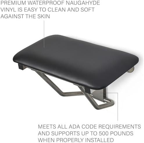 Padded white wall mount folding bench — photo 4