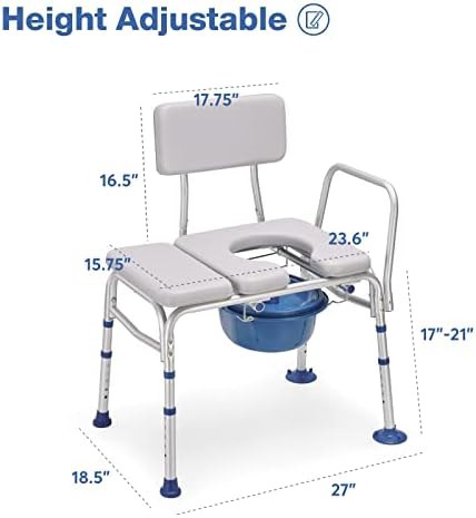 Padded Bedside Commode and Transfer Bench — photo 3