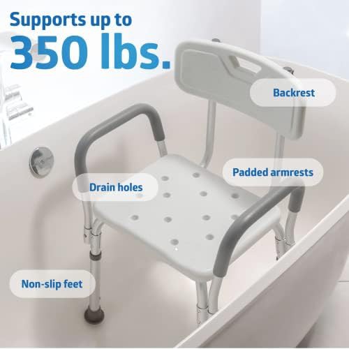 Shower Chair with Padded Armrests and Backrest — photo 5