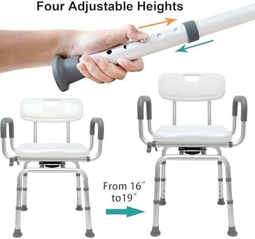 Swivel shower chair with padded arms — photo 4